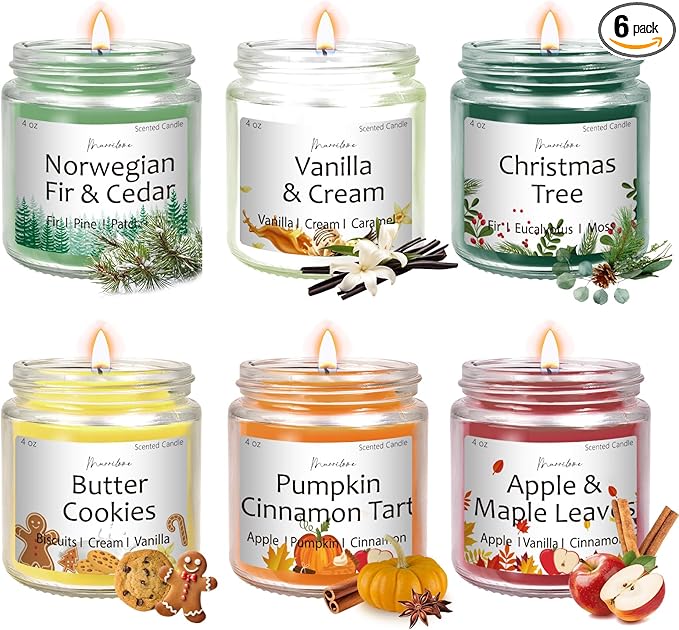Christmas Candles Scented Candle Set: 6 Pack Christmas Scents Candle Bulk Home Scented - Holiday Candle Gifts for Women an...