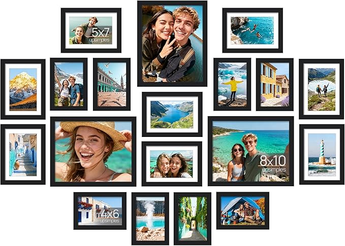upsimples 19 Pack Picture Frames Collage Wall Decor for Mounting or Tabletop Display, Photo Gallery Frame Set for Family, ...