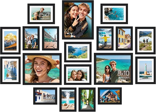 upsimples 19 Pack Picture Frames Collage Wall Decor for Mounting or Tabletop Display, Photo Gallery Frame Set for Family, ...
