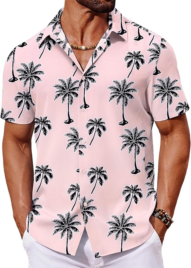COOFANDY Mens Hawaiian Shirt Short Sleeve Button Down Shirts Tropical Floral Summer Beach Shirts