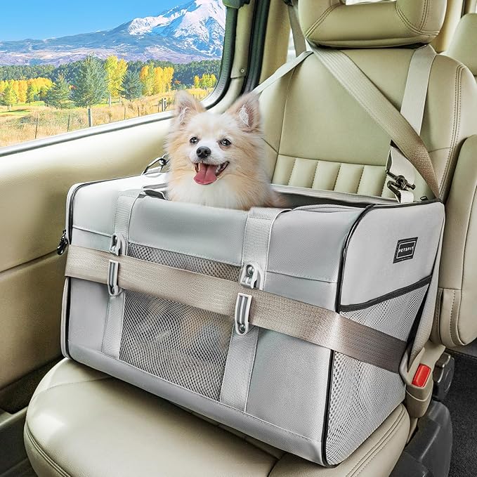 Petsfit Travel Pet Carrier for Large Cats (up to 20 lbs), Soft-Sided Dog Car Travel Carrier with Patented Buckle and Soft ...