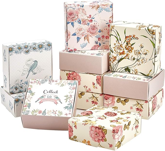 PH PandaHall 30 Pack Kraft Gift Box, 5 Style Flower Soap Boxes Gift Wrapping Box Cookie Treat Boxes for Homemade Soap Chri...