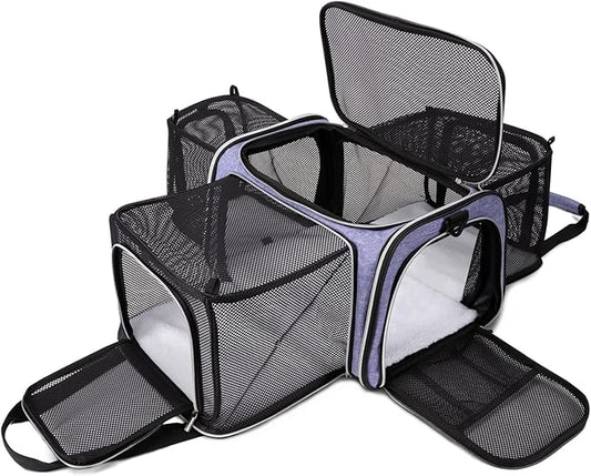 BAGLHER Cat Carrier Bag,Airline Approved Pet Carrier Soft Side Pet Travel 5 Sides Open Doors 3 Sides Expandable Foldable D...