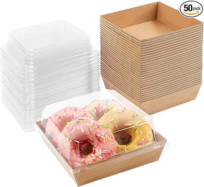 Ocmoiy Small Charcuterie Boxes with Clear Lids, To Go Paper Disposable Food Containers, 5 Inches Bakery Dessert Boxes for ...
