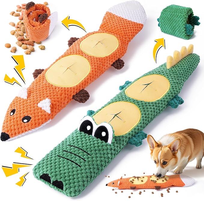 XIUGOAL Dog Toys for Aggressive Chewers, 2 Pack No Stuffing Dog Toys for Boredom and Teething, Squeaky Chew Toy for Small,...