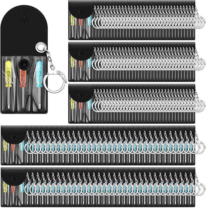 Jutom 170 Set Mini Screwdriver Keychain Set Bulk Includes 3 Mini Screwdrivers in a Portable Pouch with Snap with Hook Bulk...