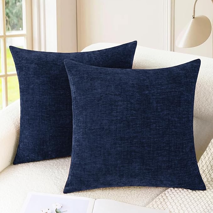 CaliTime Throw Pillow Covers Decorative 18 X 18 Inches Pack of 2 Cozy Chenille Cushion Cases for Couch Sofa Bed Living Roo...