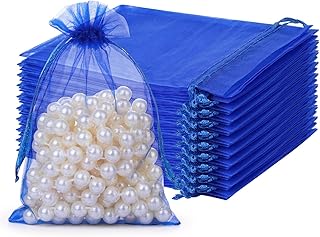 Hopttreely 100pcs Organza Bags with Drawstring, 4 x 4.72 inch Little Mesh Gift Pouches Mini Candy Bags for Small Presents ...