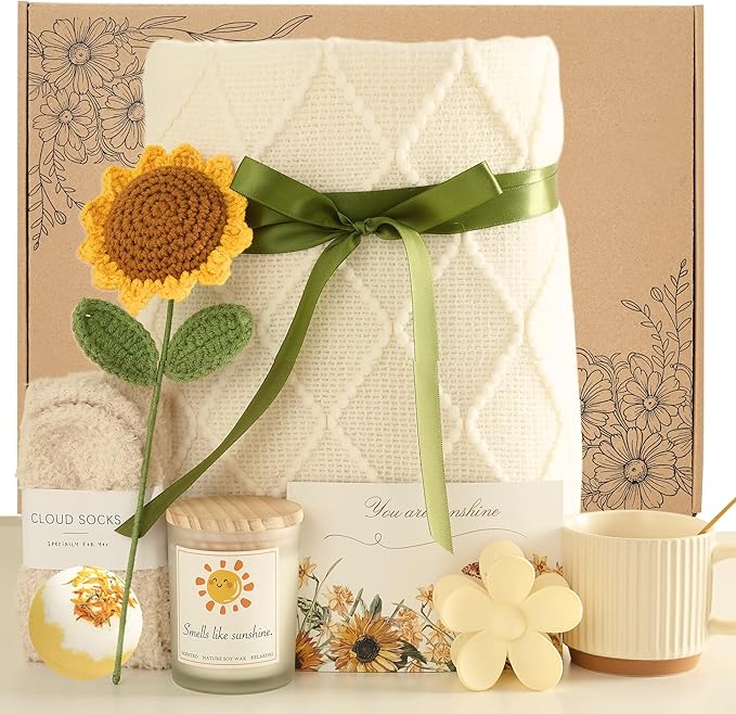 JOXICOL Sending Sunshine Sunflower, Happy Birthday Gifts Basket for Women, Best Friend, Friendship, Gift Box Baskets for W...