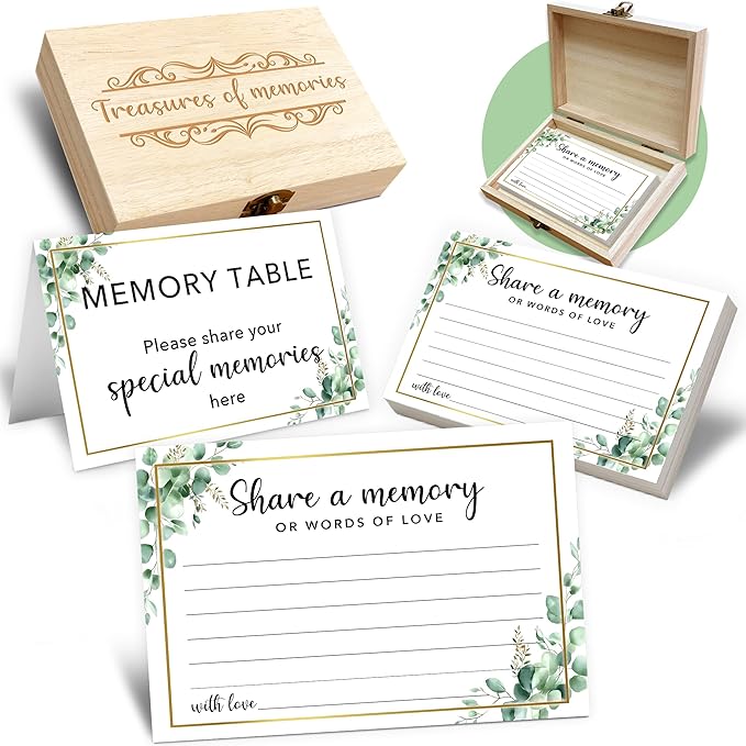 BHTPNG Share A Memory Card for Celebration Of Life - 50 Pcs Memorial Cards, Memory Box for Graduation Wedding, Funeral Kee...