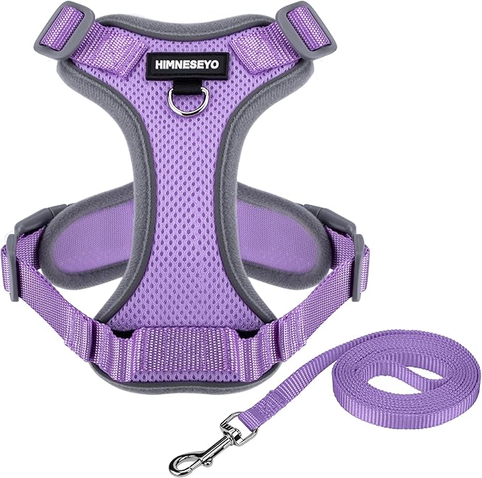 HIMNESEYO Small Dog Harness and Leash Set，No Pull Adjustable Pet Harness for Small Dogs ，Breathable Mesh Reflective Dog Ve...