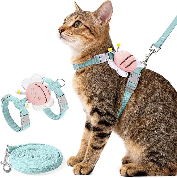 Cat Harness and Leash Set - Breathable Adjustable Soft Vest for Cats, Escape Proof Kitten Harness for Easy Control and Dai...