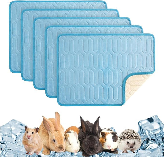 Breling 5 Pack 12" x 16" Summer Cooling Mat for Small Animals, Washable Reusable Guinea Pig Bedding Non-Slip Mat for Small...