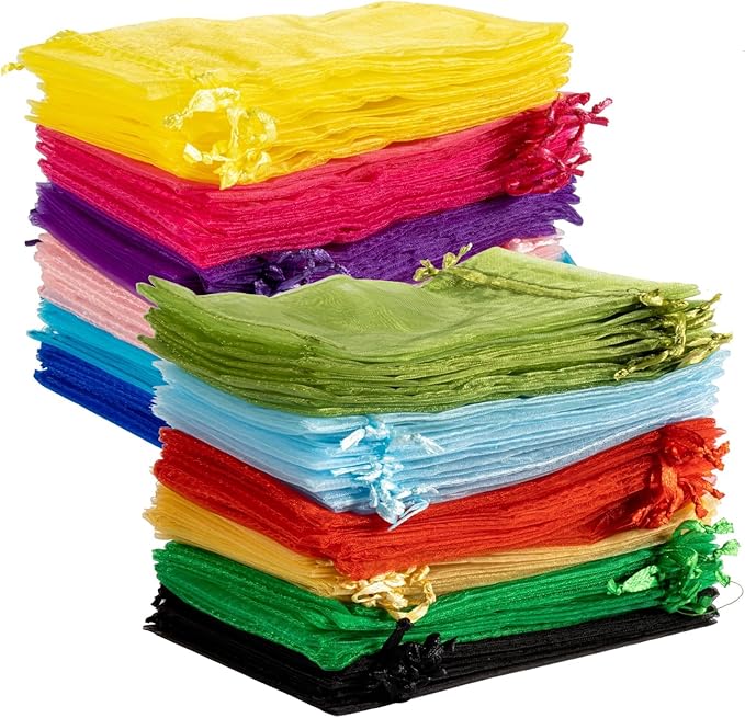 Sukh 120PCS Organza Bags 4''x6'' - Muticolor Small Sachet Jewelry Gift Favor Bags Drawstring Mesh Bags Gifts Valentines We...