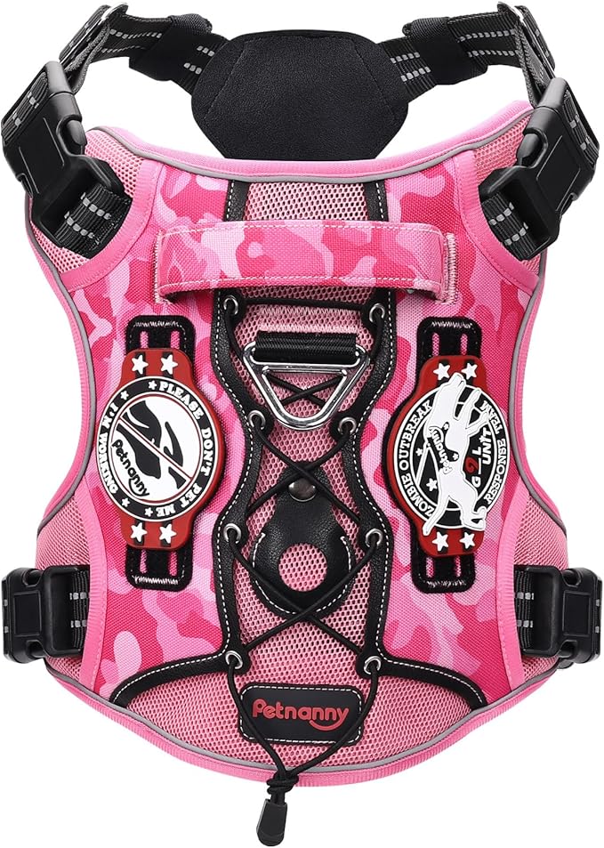 PETNANNY Tactical Dog Harness, No Pull Vest with Reflective Strips, Breathable Air Mesh, Adjustable Comfort Fit for Outdoo...
