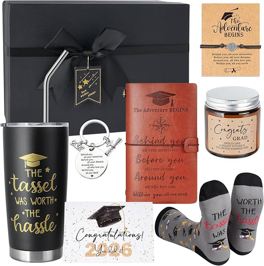KEASKELL 2026 Graduation Gifts Box, Class of 2026 Graduation Gift Box Set with 20 Oz Tumbler, Notebook, Socks, Pen, Bracel...