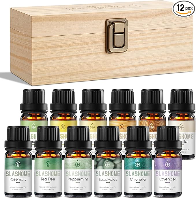 12 Pack Essential Oils for Diffusers for Home - Water Soluble Diffuser Oils Set for Humidifiers & Spa, Scented Oil with Wo...