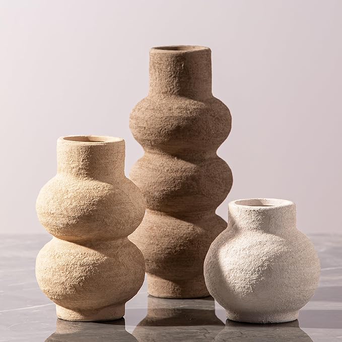 Ceramic Vase Home Table Decor - Flower Vase Set of 3 Living Room Kitchen Decorations Farmhouse Modern Rustic Vases Decorat...