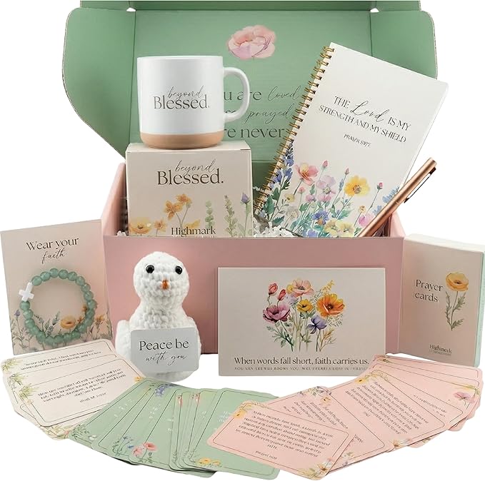 Christian Gift Set for Women, Faith Based Box with Mug, Journal, Prayer Cards, Bracelet and Keepsake, Religious Present, I...
