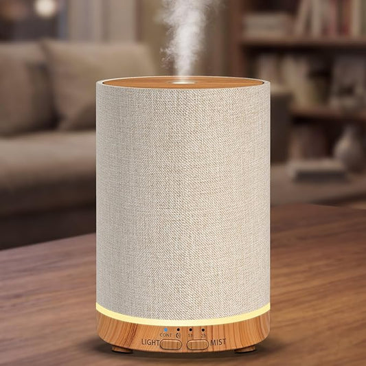 URPOWER 100ML Essential Oil Diffusers for Home with Linen Cover 7 Color Changing Lights, Timer & Auto-Off Scent Diffuser O...