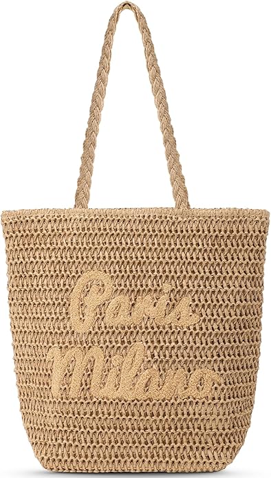 Beach Bags for Women - Large Straw Bag Woven Beach Tote, Summer Handmade Shoulder Handbag