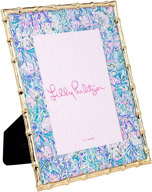 Lilly Pulitzer 5x7 Picture Frame, Decorative Photo Frame for Tabletop, Bamboo Metal Frame with Glass Front, Soleil It On Me