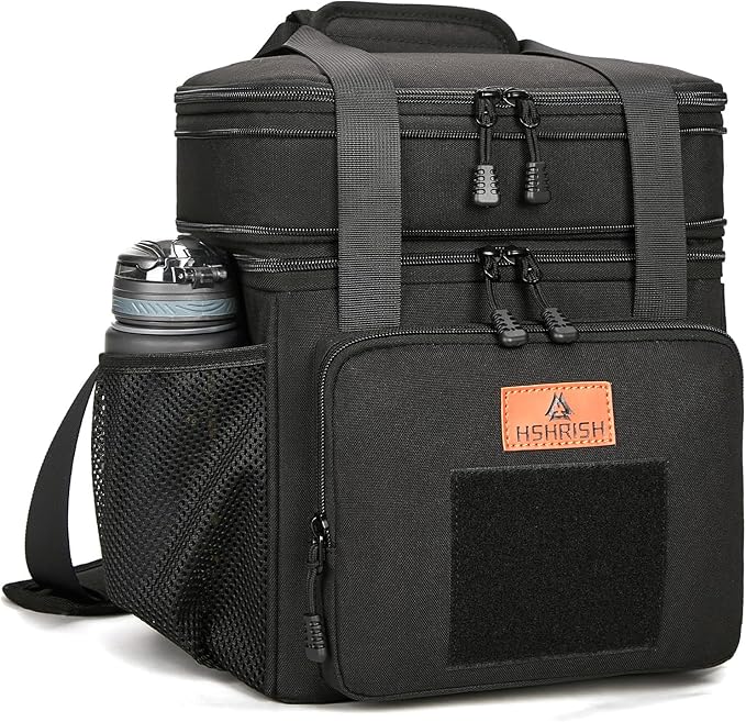 HSHRISH Expandable Large Tactical Lunch Box for Adults, Durable Insulated Lunch Bag with Shoulder Strap, Soft Cooler Bag f...