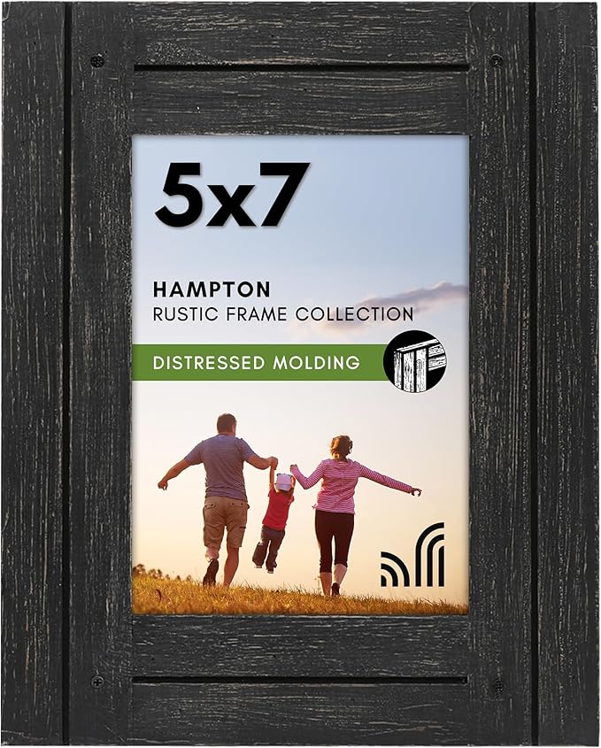 Americanflat 5x7 Picture Frame with Polished, Crystal Clear Glass - Hampton Collection - Distressed Wood Picture Frames fo...