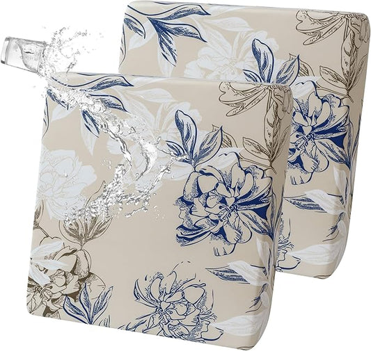 FORCHEER Ourdoor Cushion Covers 20X20 Waterproof Set of 2 Floral Printed Stretch Patio Chair Cushino Covers for Rattan Pat...
