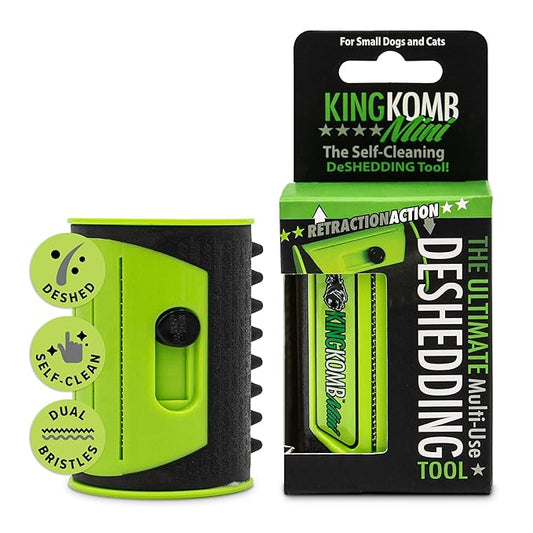 King Kanine Mini King Komb Pet Grooming Brush, Self Cleaning Deshedding | Multi-Use Tool for Cats & Kittens of All Life St...