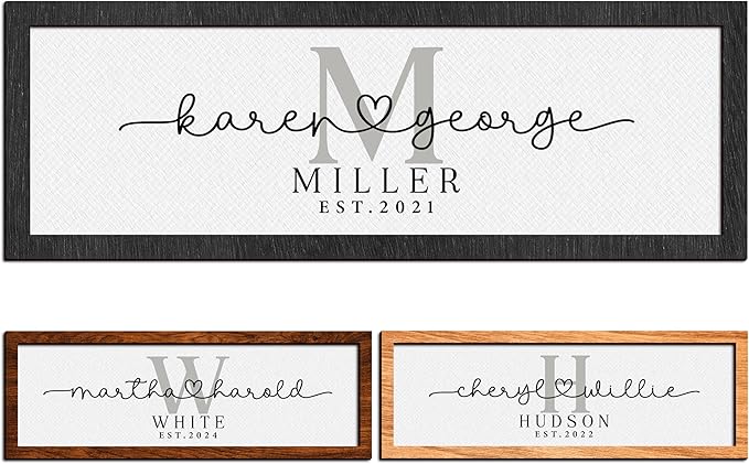 Personalized Sign for Couples, Family Sign w/Names and Date, Customized Wooden Sign for Wedding, Valentines Day Gifts for ...