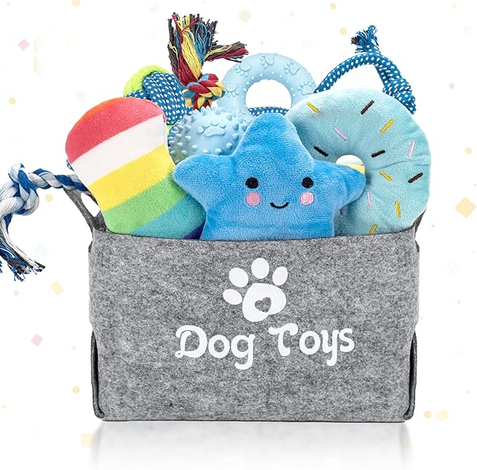 Ousiya 12 Pack Puppy Teething Toys Set - Small Breed Chew Toys with Storage Case, Suitable for Puppies 8 Weeks