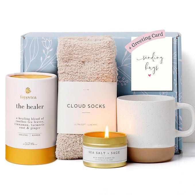 Unboxme Get Well Gift Box - USDA Organic Get Well Soon Self Care Package for Women | Fluffy Socks, Mug, Lemon & Ginger Tea...