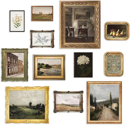 KBKBART Vintage Wall Art Prints, French Country Wall Decor Countryside Landscape Antique Canvas Painting, Vintage Botanica...