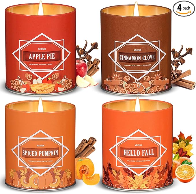 Valentine's Day Gifts for Women Men, Winter Scented Candle Set – 36oz (4×9oz) Soy Candles with Cozy & Warm Seasonal Scents...