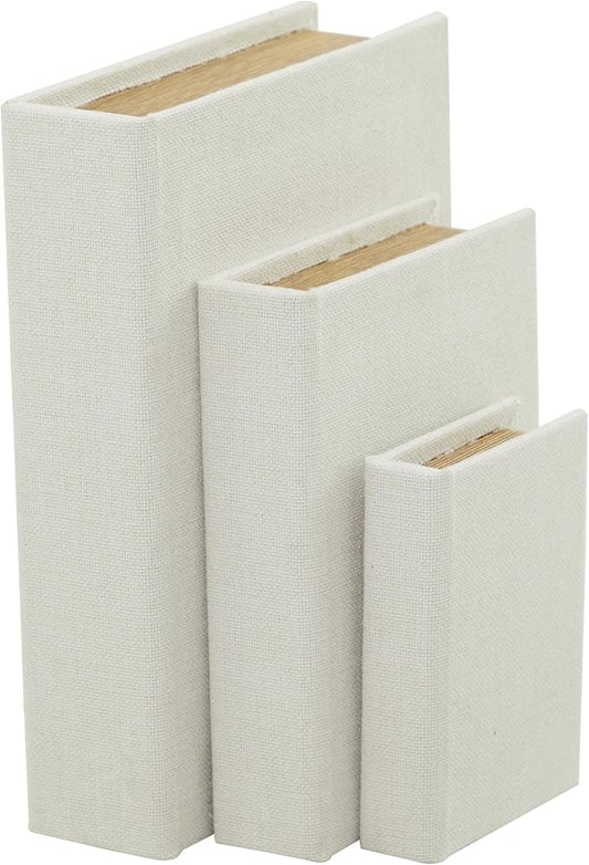 Deco 79 Linen Fabric Decorative Box Faux Storage Book Book Shaped Boxes, Set of 3 Decorative Keepsake Boxes 12", 9", 6"H, ...
