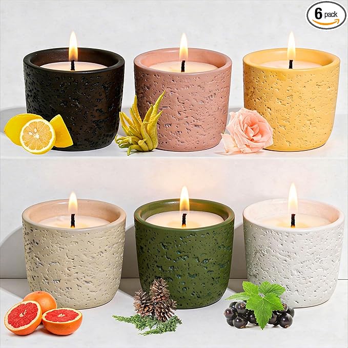 Viyffo 6 Pack Scented Candles, 2oz Mini Candles for Home Scented, Small Colorful Non Toxic Soy Candle Set with 6 Different...