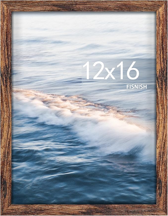 Fisnish 12x16 Picture Frame Brown, Classic Poster Frame for Horizontal or Vertical Wall Mounting, 1 Pack
