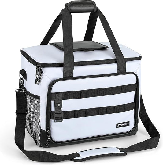 ZAKEEP Soft Cooler Bag, 30 Cans Collapsible Cooler with Adjustable Shoulder Straps, White Ice Chest for Camping, Beach, Hi...