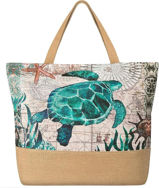 Trifabricy Beach Bag for Women, Large Beach Tote Bags with Zipper, Woven Straw Tote Waterproof, Swim Gym Shopping Travel Bag
