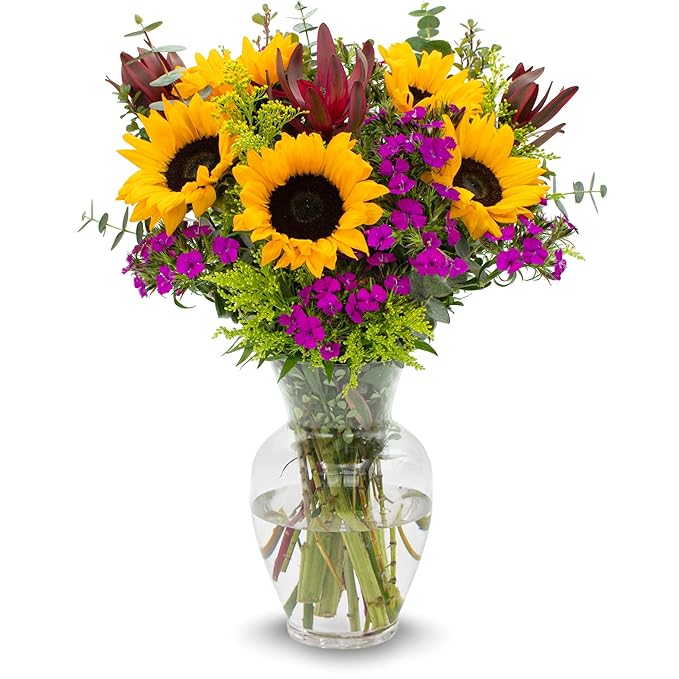 STARGAZER BARN Wildflower Bouquet (Vase Included) - Hand-Tied in the USA - Fresh Flower Delivery for Birthday, Anniversar...