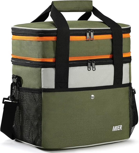 MIER Expandable 24L Lunch Bag Double Layer Insulated Cooler Tote Soft Cooler Bags 30Can Mens Adults Lagre Leakproof Lunch ...