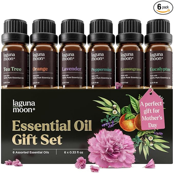 Lagunamoon Essential Oils Mothers Day Gifts Set- 6 Oils for Diffusers, Aromatherapy, Home Care, Candle Making Scents, Frag...