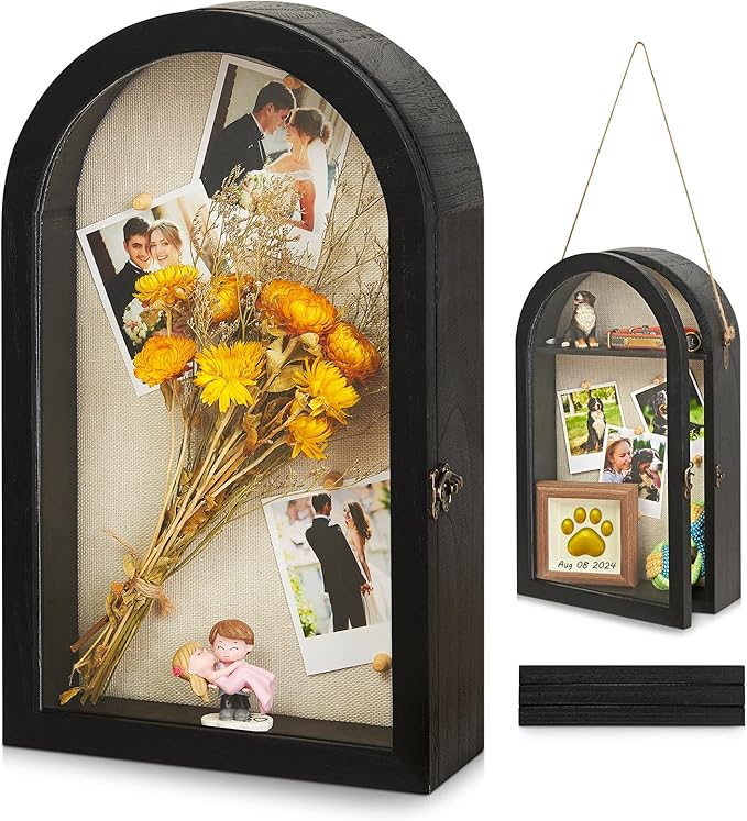 DGWJSU Shadow Box Frame 10x16 Large Shadow Boxes Display Cases with Linen Back and Removable Shelves, Picture Frame Weddin...