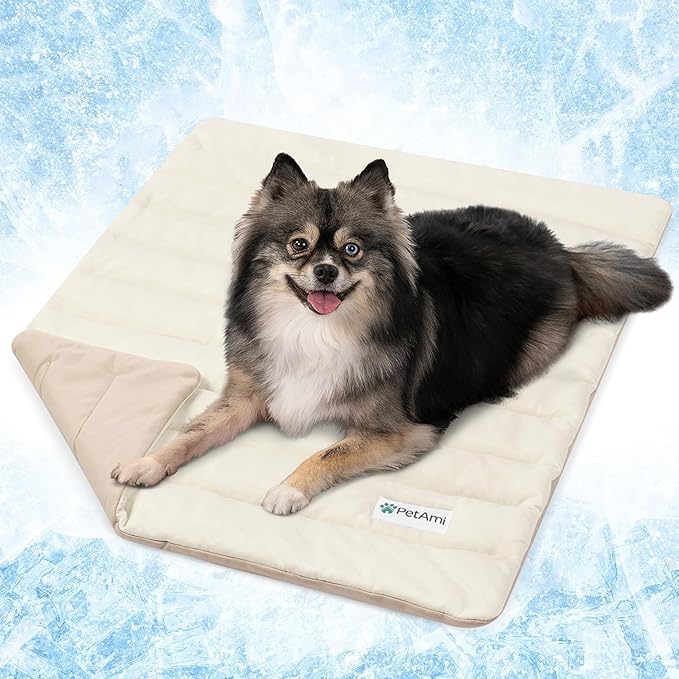 PetAmi Cooling Mat for Dog, Premium Pet Cooling Blanket for Crate Kennel, Indoor Cat Cool Sleeping Pad, Q-MAX Cold Sofa Co...