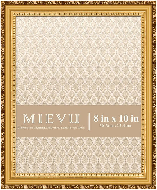 MIEVU 8×10 Picture Frame Gold - Picture Frames for Wall Hanging And Tabletop Display, Ornate Photo Frame for Poster,Vintag...