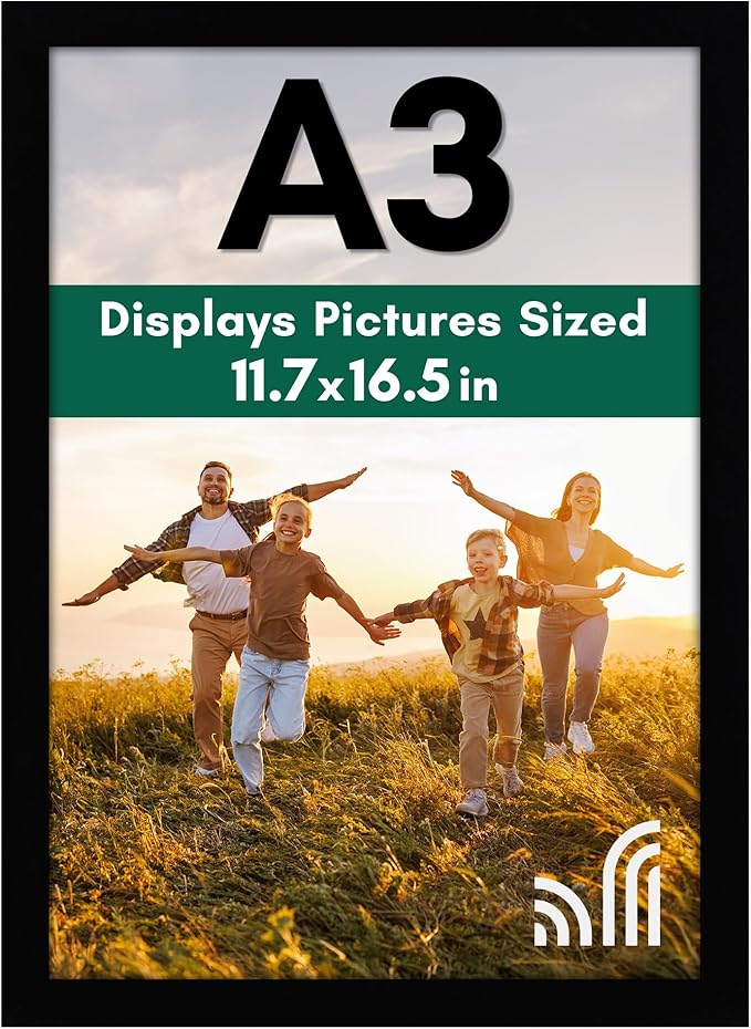 Americanflat A3 Picture Frame with Shatter-Resistant Glass - 11.7x16.5 Frame with Engineered Wood - Signature Collection -...