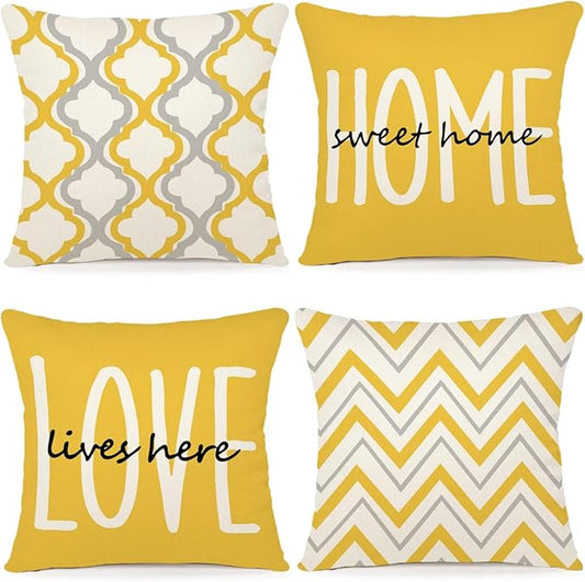 YCOLL Farmhouse Pillow Covers 18x18 Set of 4 Throw Pillow Covers Rustic Linen Decorative Pillows Square Cushion Covers for...