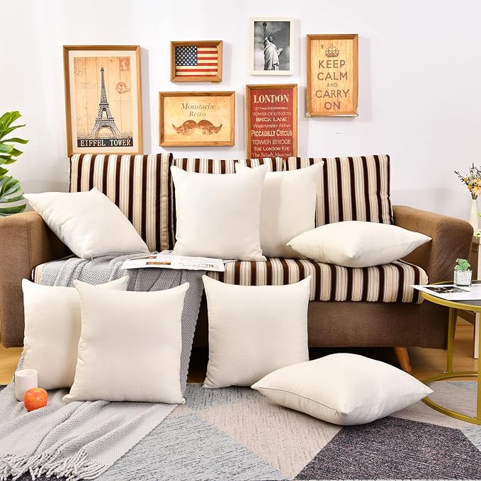 WANZELONYO Throw Pillow Covers Bulk Plain Linen Blank Couch Cushion Case for Vinyl Sublimation HTV Ironing Craft Embroider...
