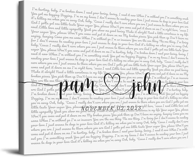 BOTTEGAARTS Custom Song Lyrics Photo or Canvas Prints with Couple's Names and Special Date on it,Perfect Present for Anniv...